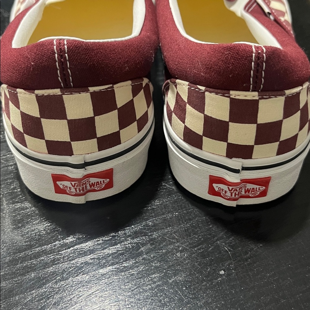 Vans Burgundy and Cream Checkerboard Slip-Ons - Picture 8 of 8